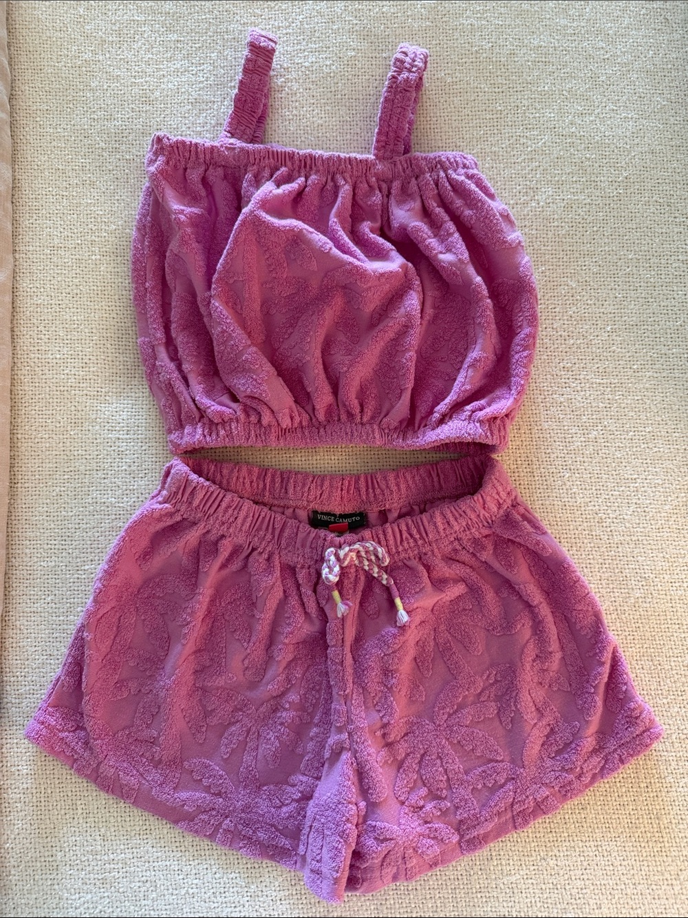 Vince Camuto Pink Terry Two-Piece Kids Swim Coverup Set